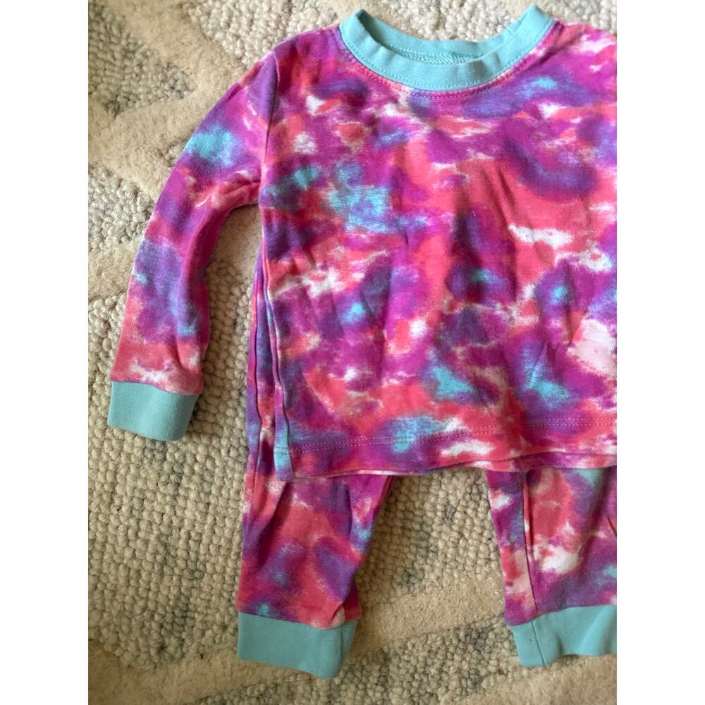 Tucker + Tate 6-12M Tie Dye Pajama Set Pink Purple Blue Organic Cotton Sleepwear - Picture 2 of 5